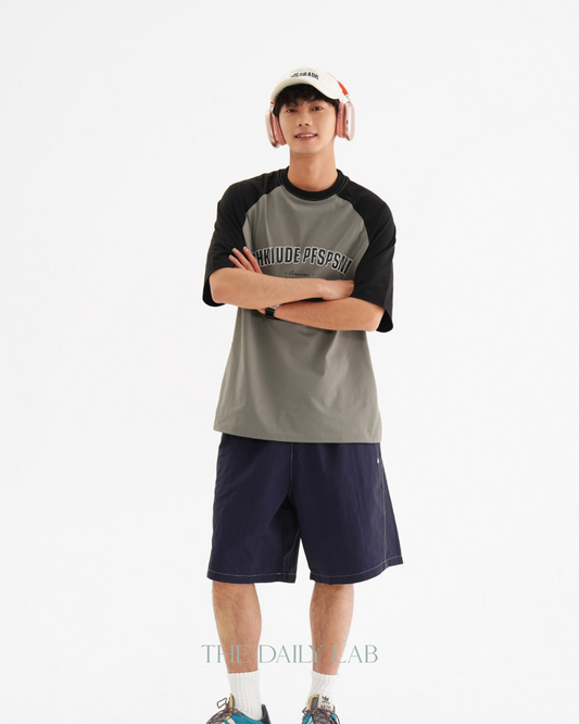 Vintage Casual Sleeve Tee In Grey