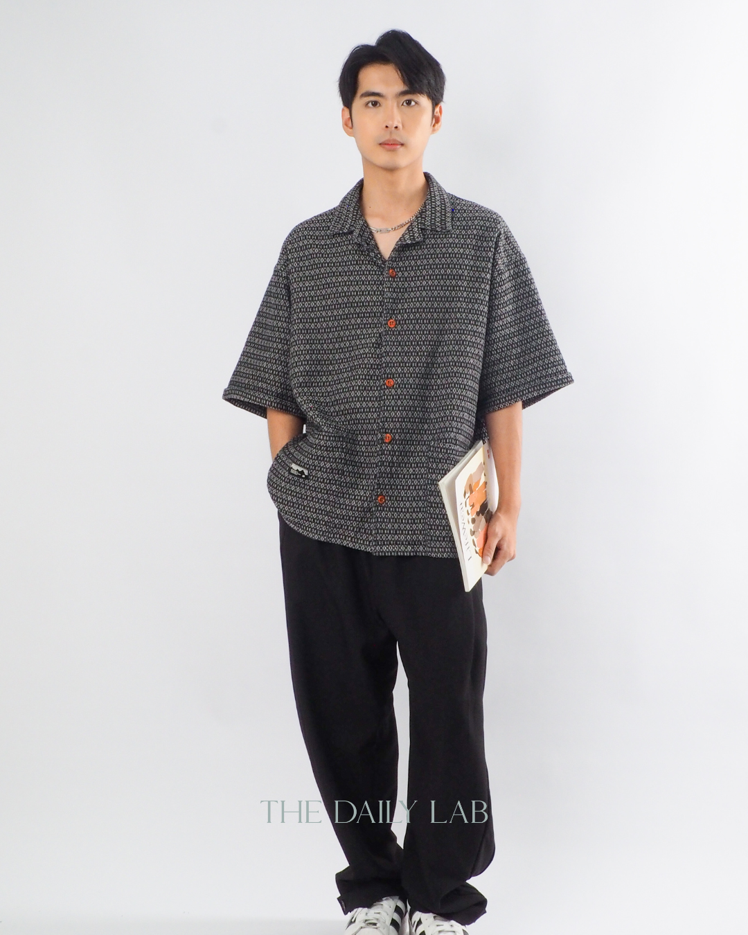 Japanese Retro Workwear Denim Shirt in Black