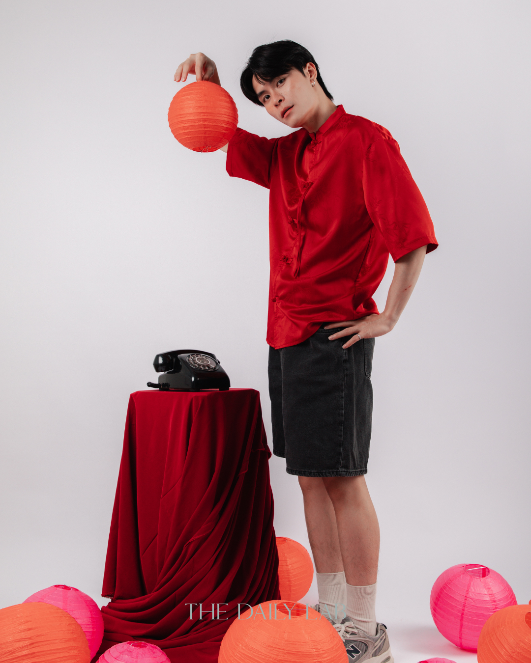 Vintage Mandarin Collar Coat in Red