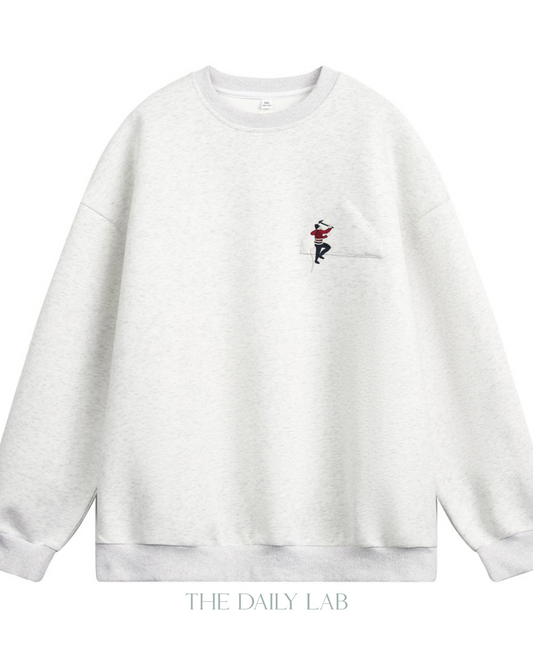 Heavyweight Crew Neck Sweatshirt Sports Jacket In White