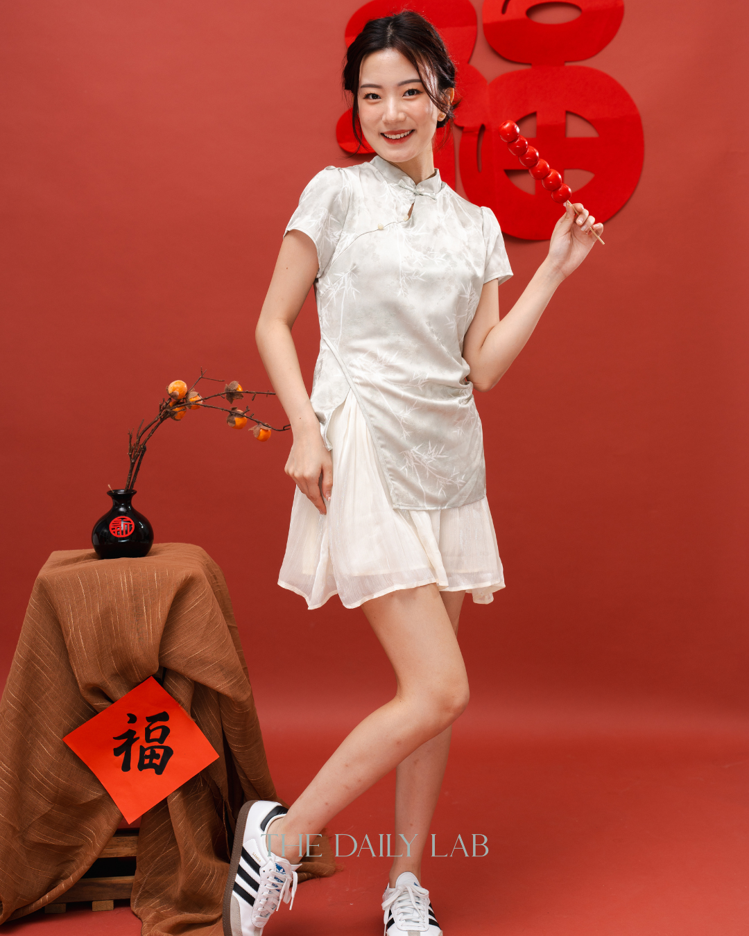 Green Asymmetrical Qipao Dress