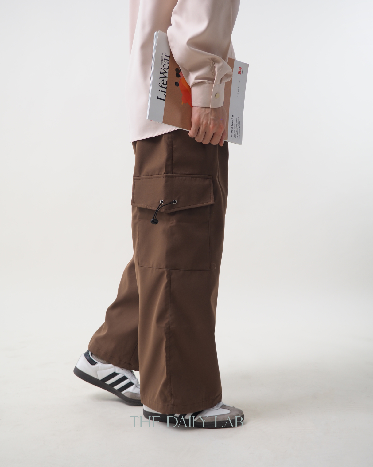 Buttoned Cargo Slacks in Brown