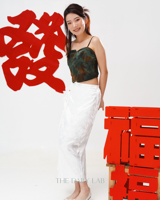 Pankou Jacquard Skirt in White