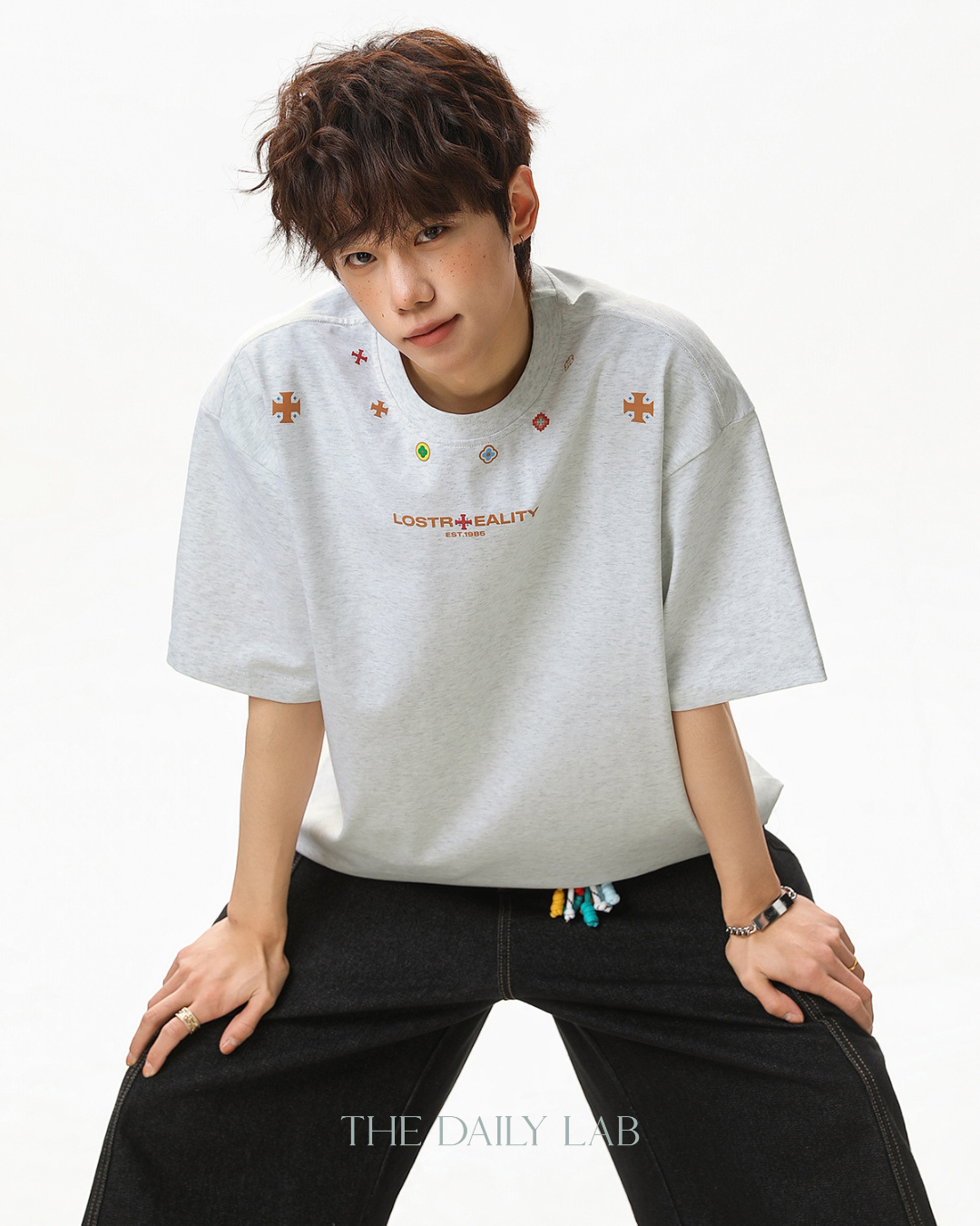 Lost Reality Oversized Tee in Light Grey