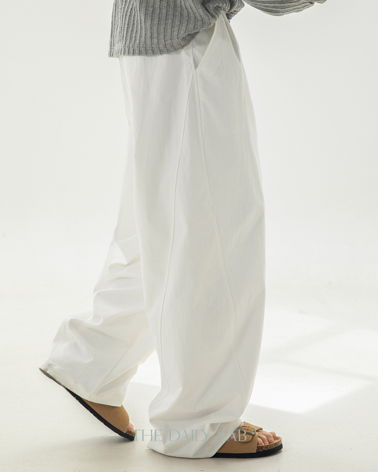 Division Pleat Long Pants in White
