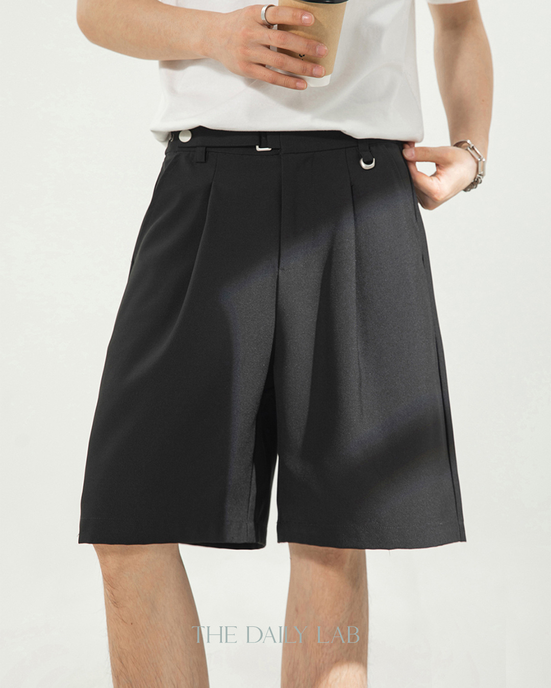 Drape Tailor Shorts in Black