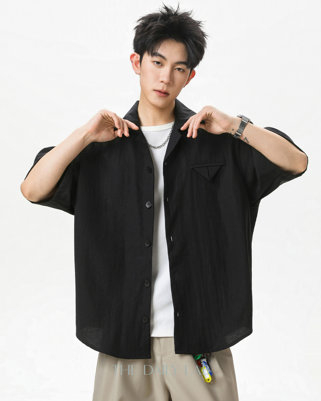 Zen Texture Camp Shirt in Black