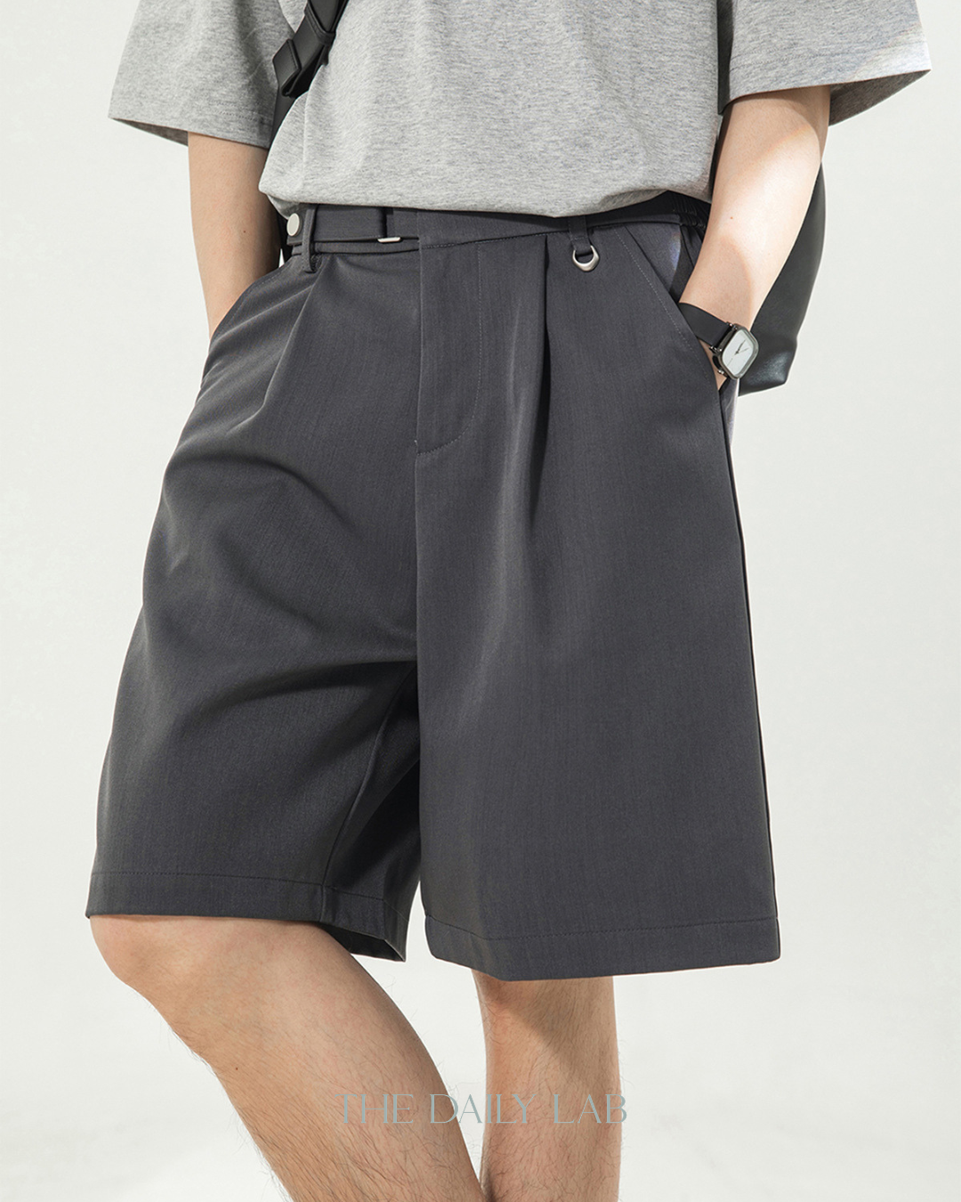 Drape Tailor Shorts in Grey