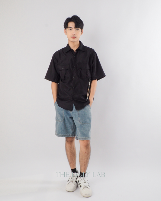 Japanese Style Short Sleeve Jacket in Black