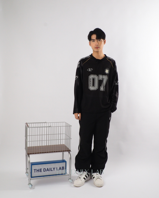 Vintage Mesh Long Sleeve Tee in Black