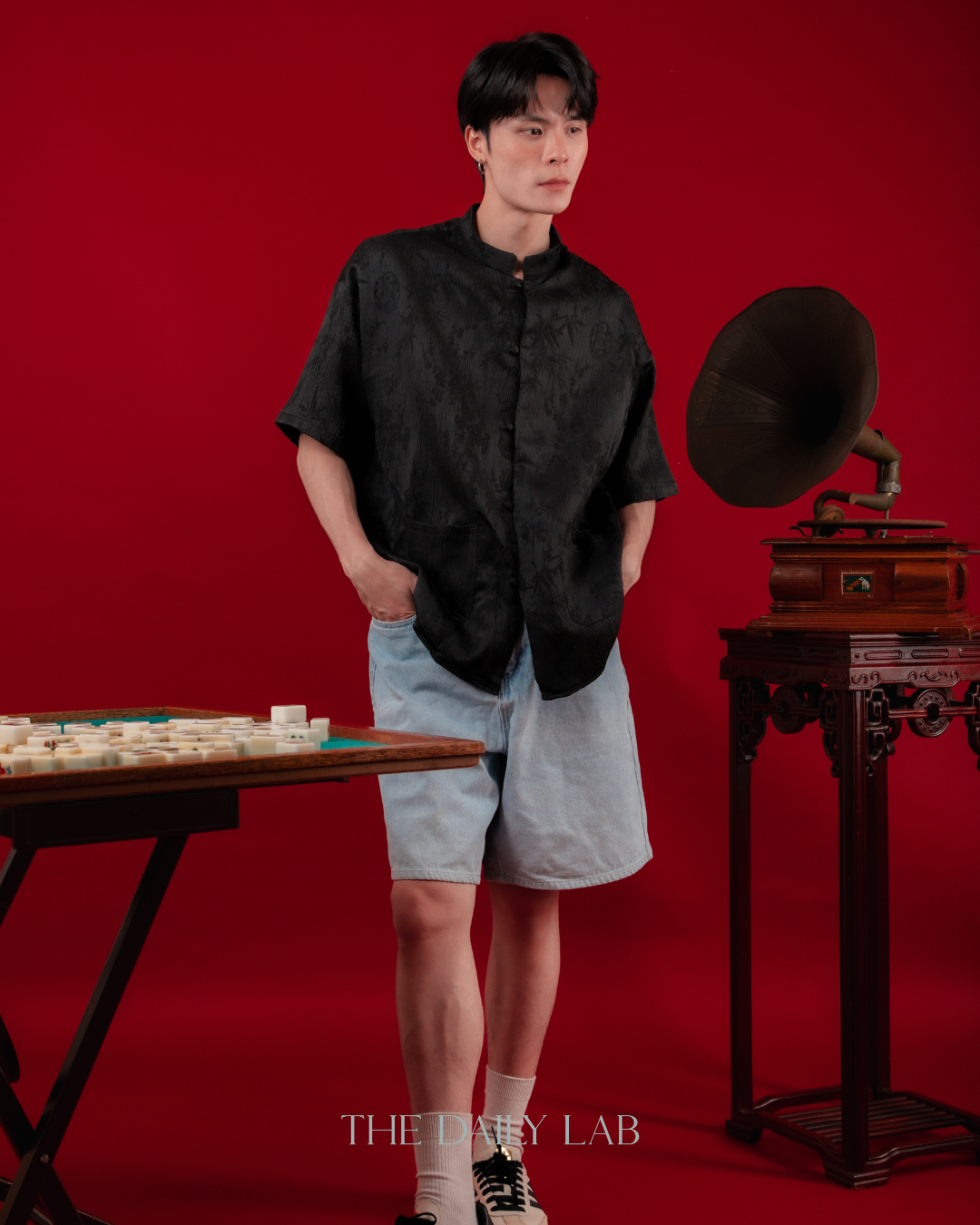 Bamboo Bloom Tang Shirt in Black