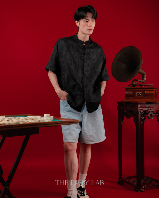 Bamboo Bloom Tang Shirt in Black