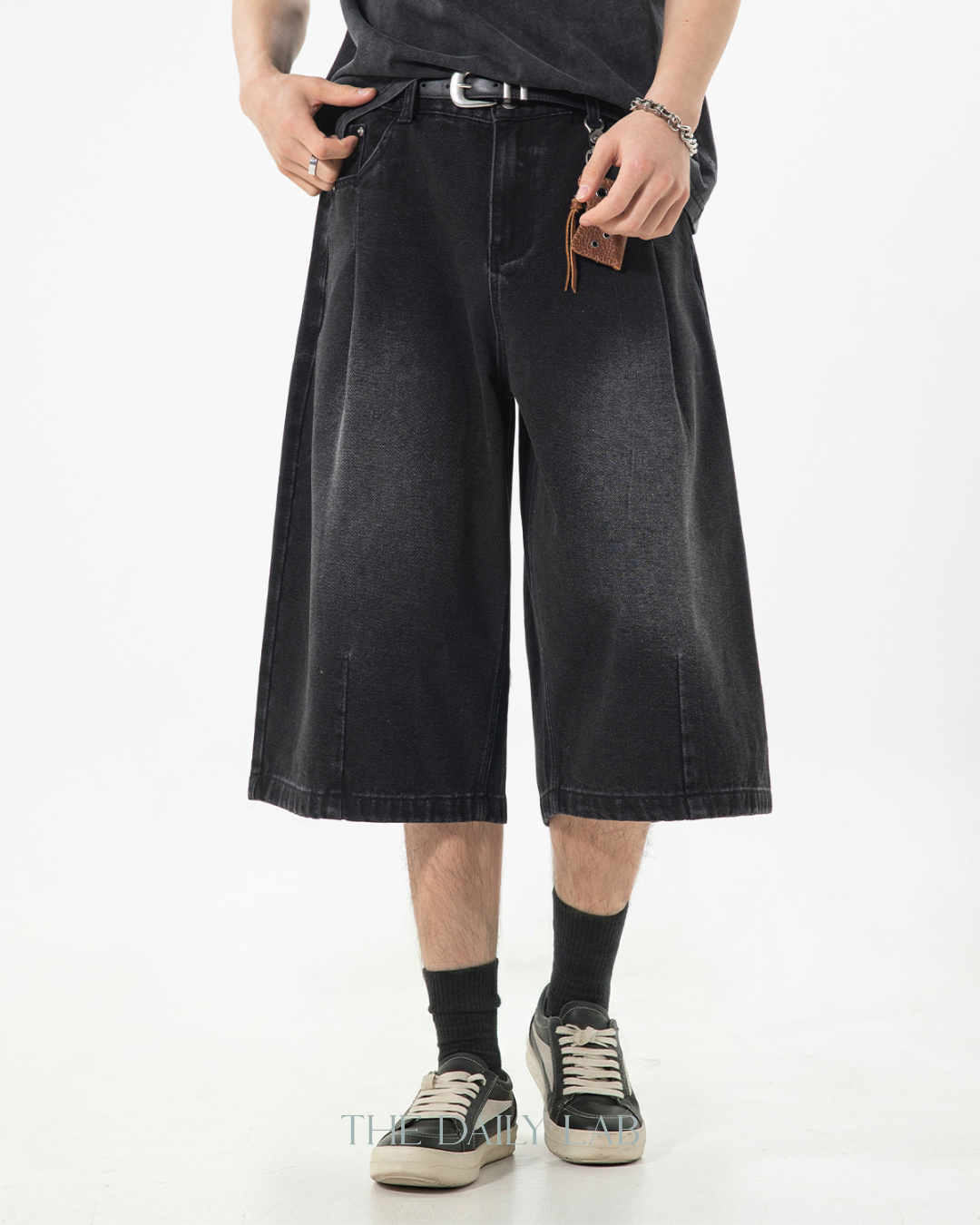 Archive Fade Denim Shorts in Black