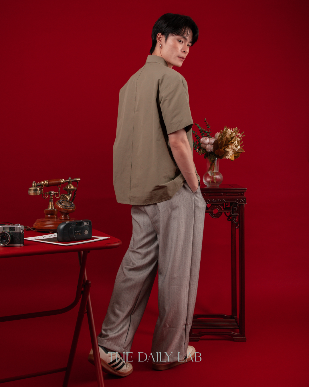 Vintage Mandarin Button Utility Shirt