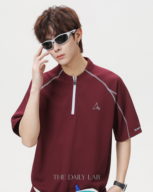 Active Cool Half-Zip Tee in Red