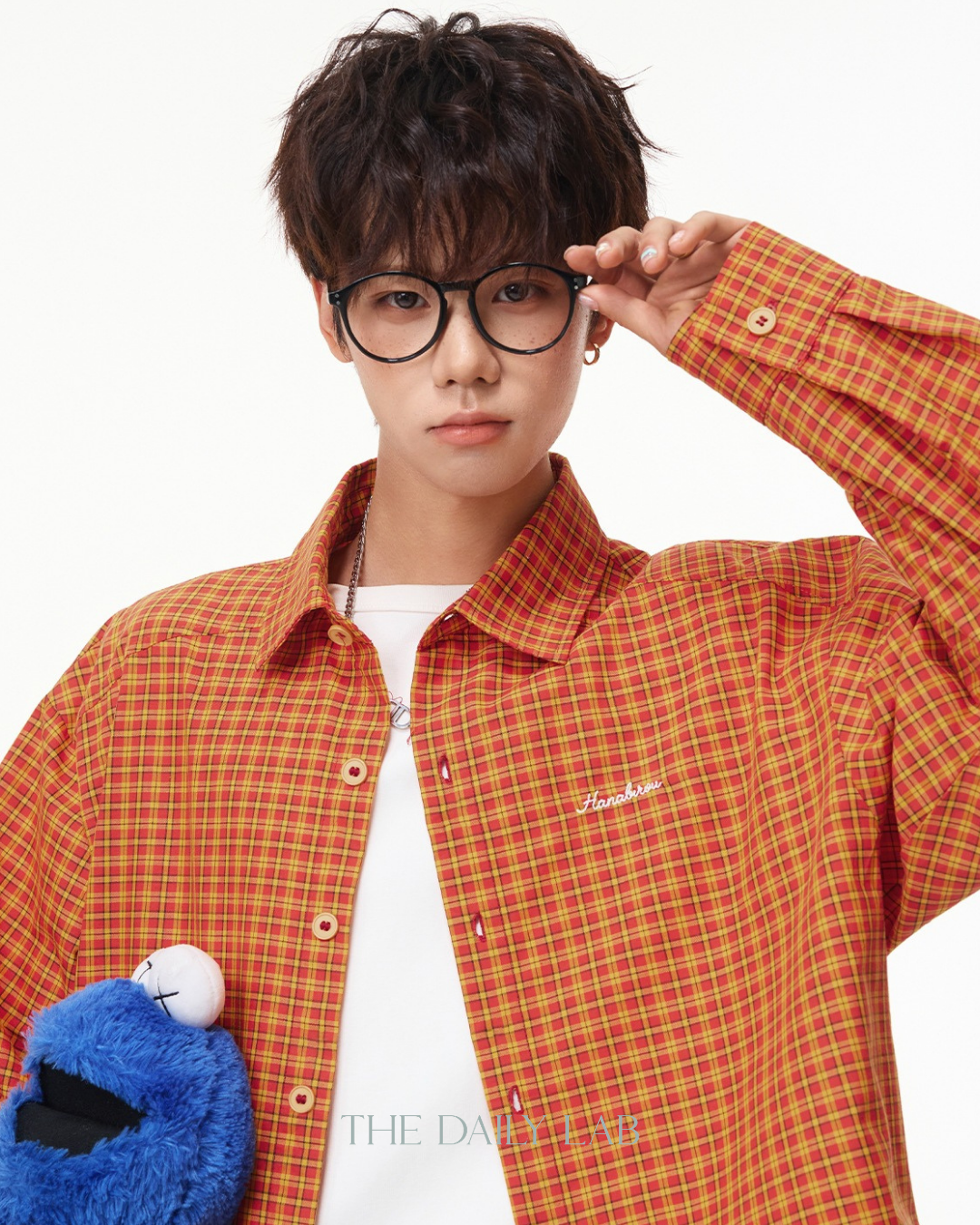 Vintage Check Embroidered Shirt in Orange