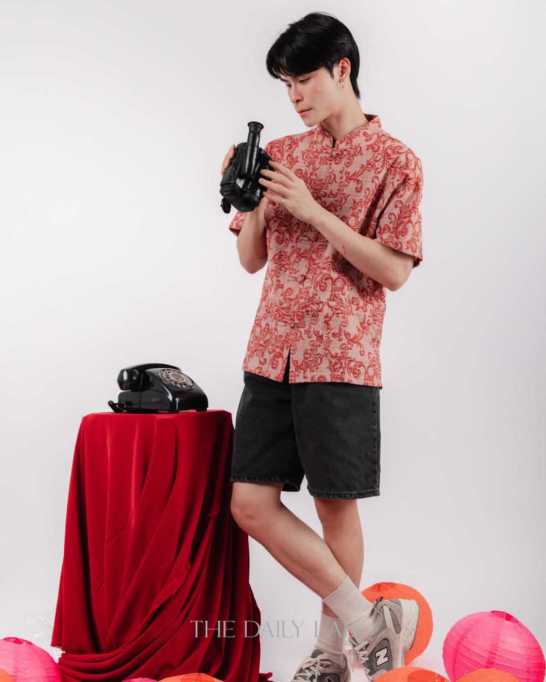 Chinese Style Linen Cotton Shirt in Red