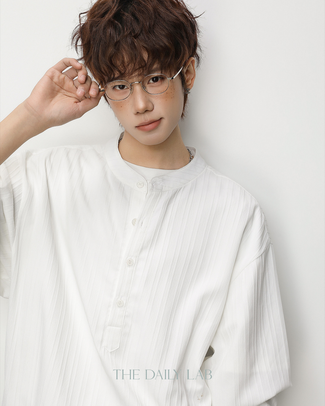 Textured Half-Placket Shirt in White