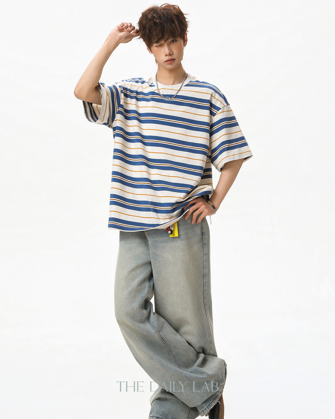 Retro Stripe Tee in Blue