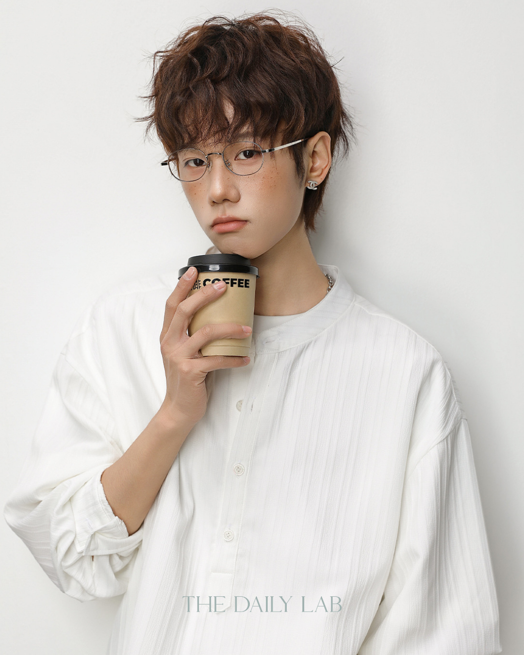 Textured Half-Placket Shirt in White