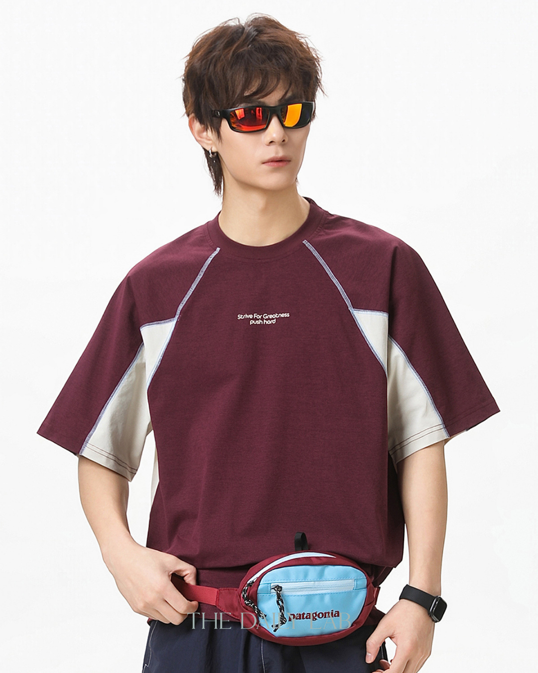 Street Colorblock Print Tee in Red