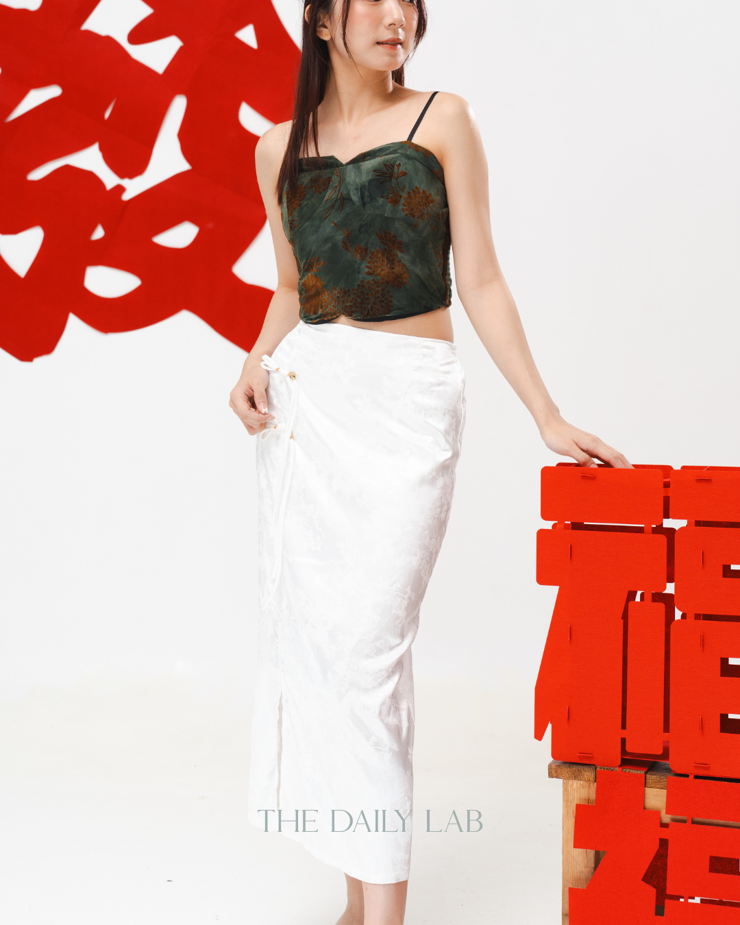 Pankou Jacquard Skirt in White