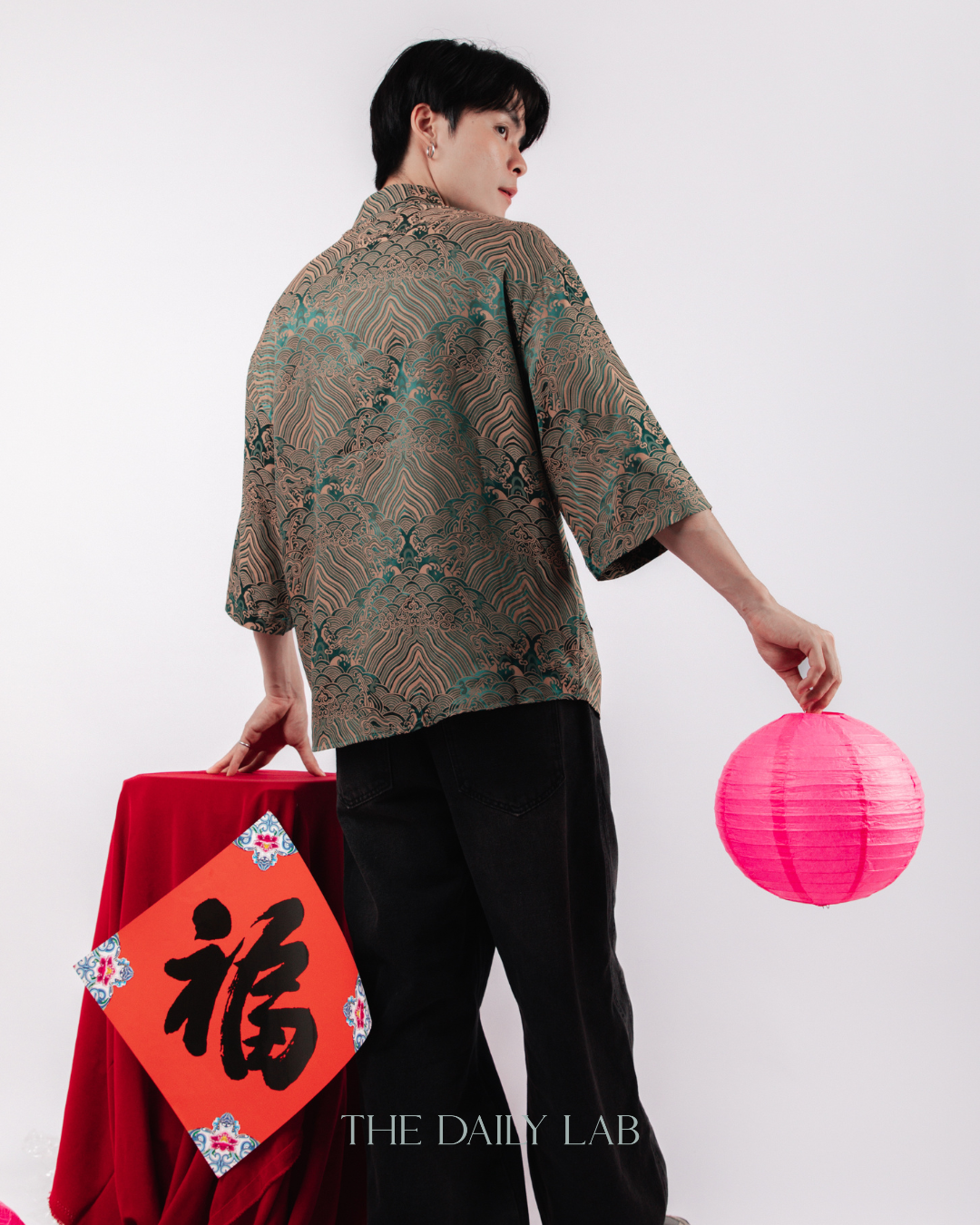 Chinese Style Jacquard Shirt in Green