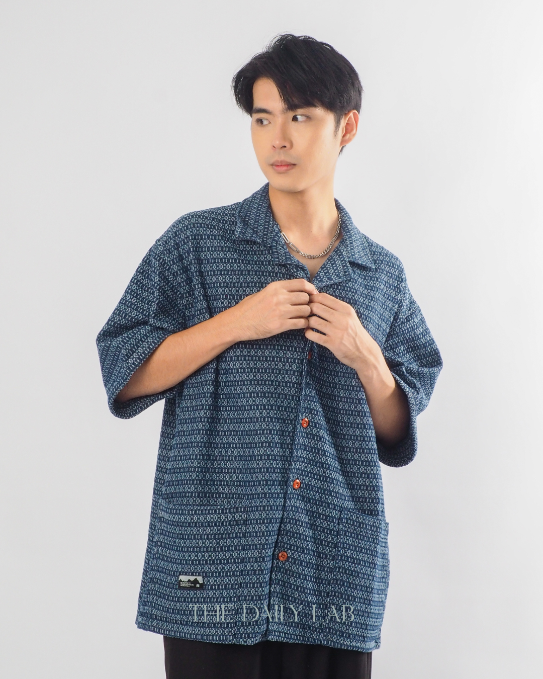 Japanese Retro Workwear Denim Shirt in Blue