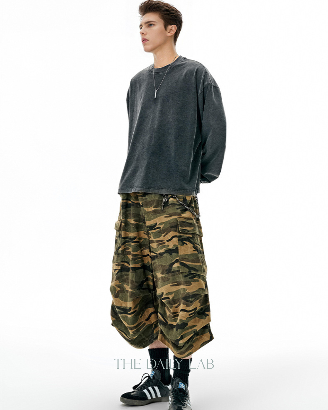 Plaid Camo Tactical Shorts in Green