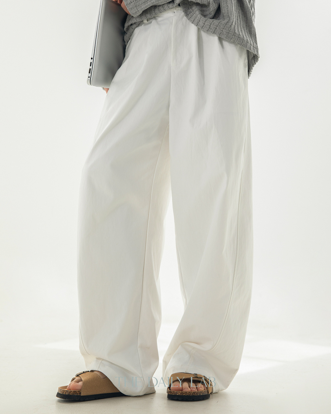 Division Pleat Long Pants in White