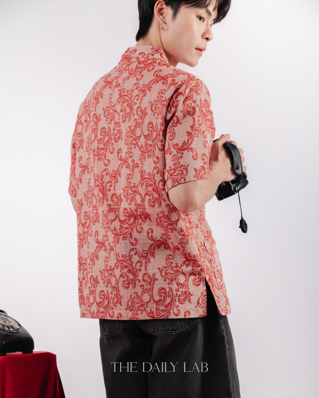 Chinese Style Linen Cotton Shirt in Red