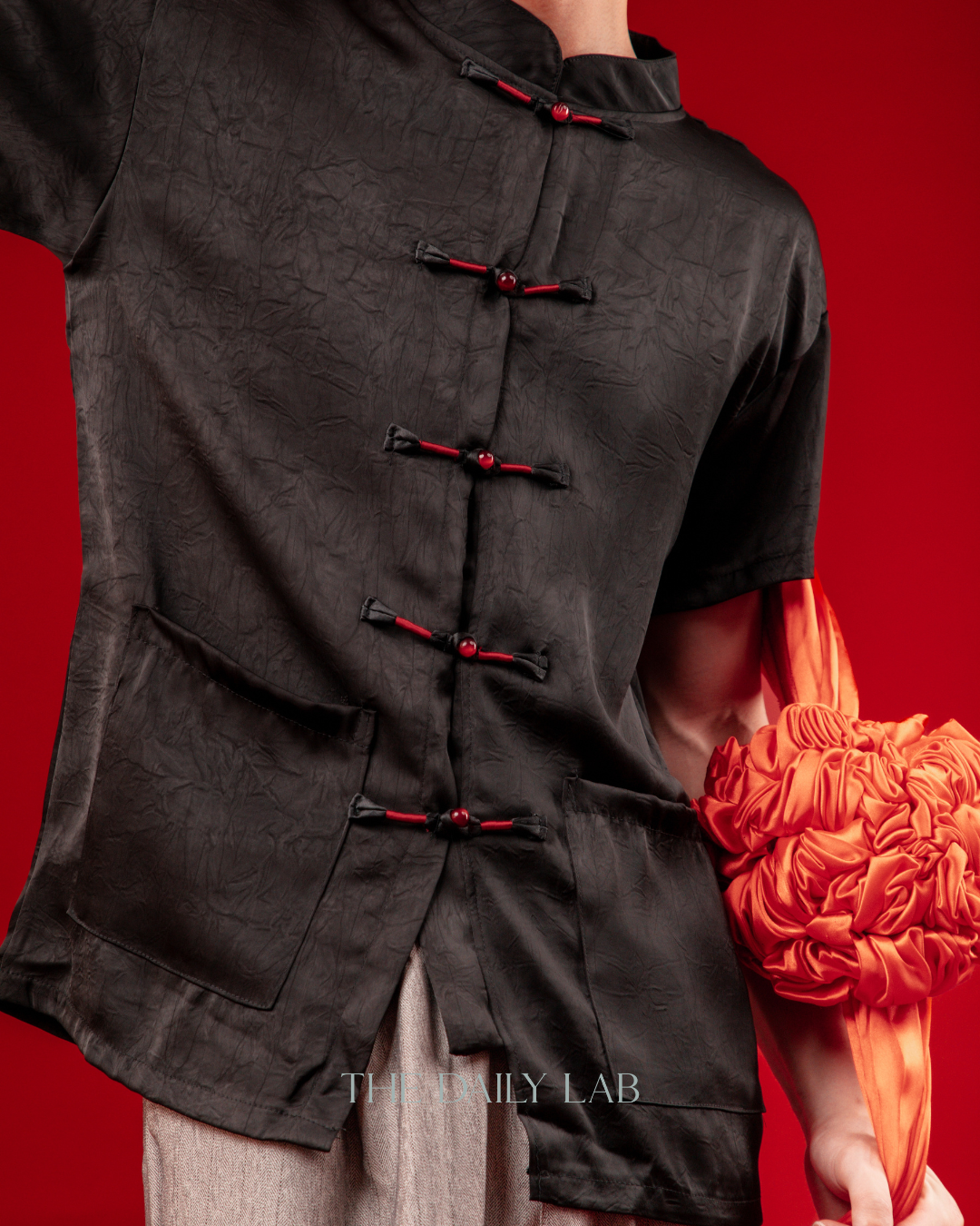 Crimson Knot Tang Shirt in Black