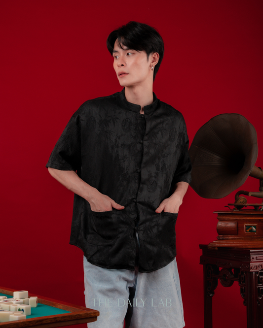 Bamboo Bloom Tang Shirt in Black