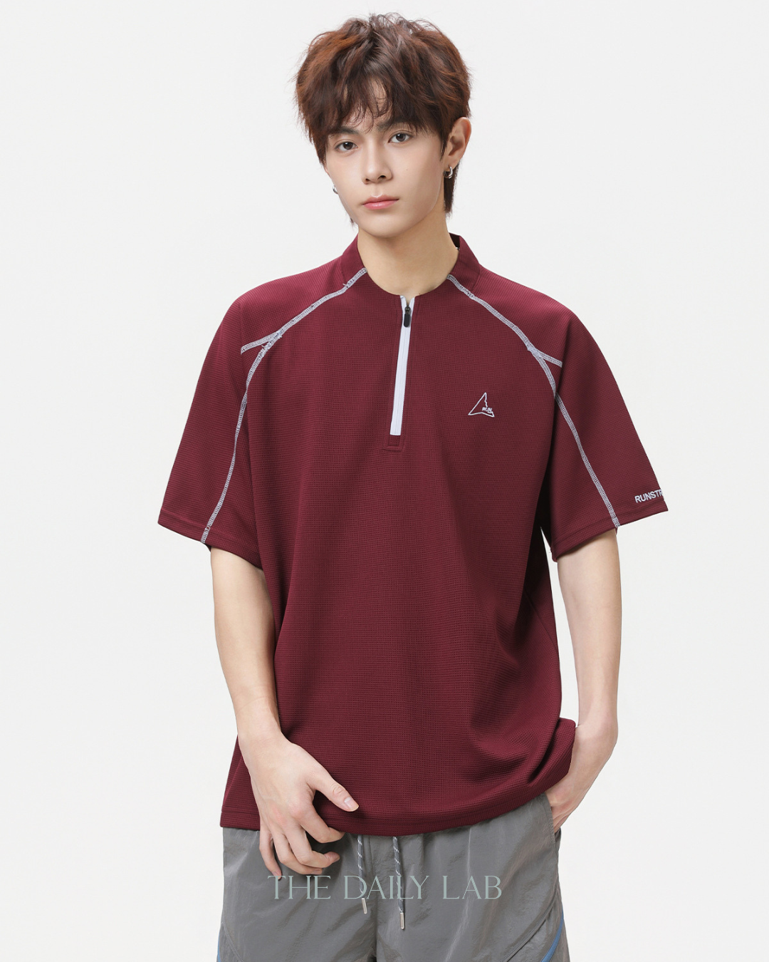 Active Cool Half-Zip Tee in Red