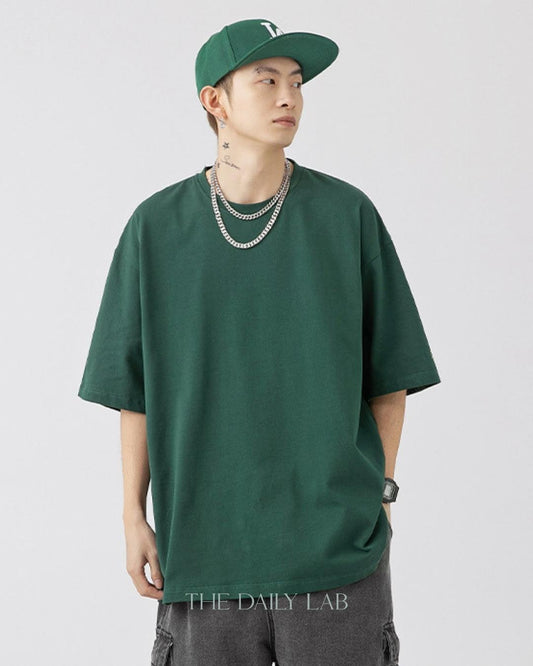 200G Cotton Oversized Tee in Green