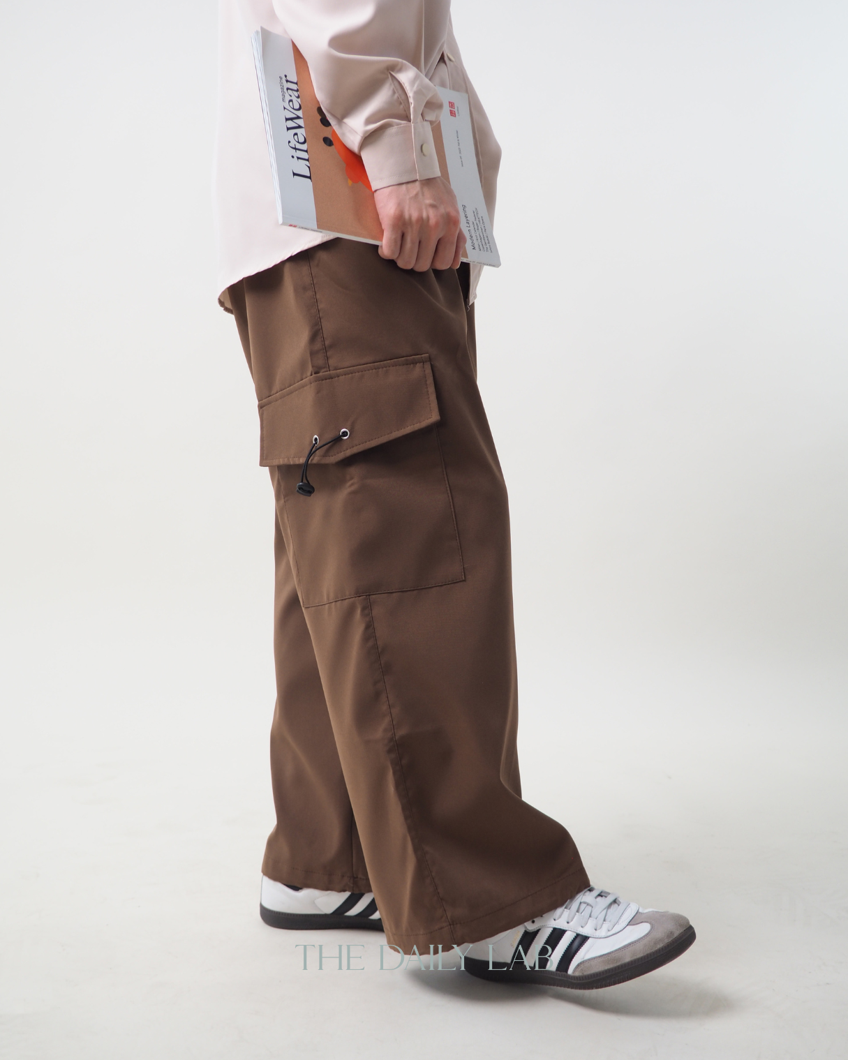 Buttoned Cargo Slacks in Brown