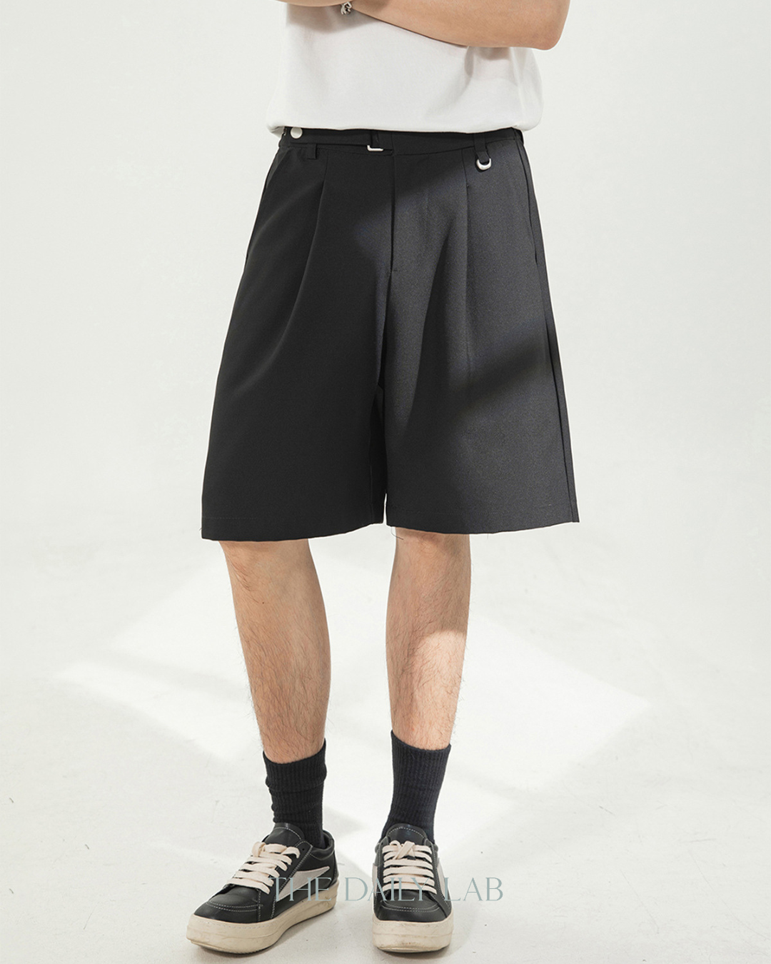Drape Tailor Shorts in Black