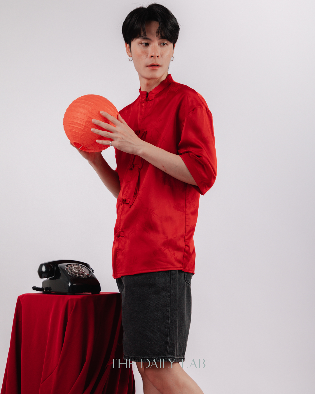 Vintage Mandarin Collar Coat in Red