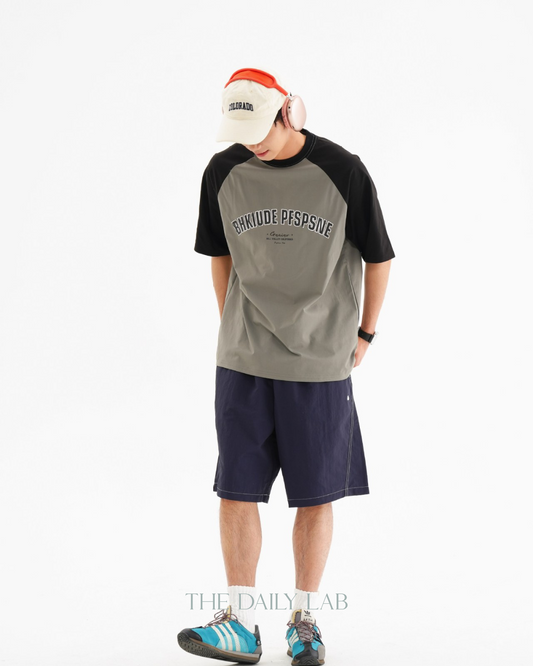 Vintage Casual Sleeve Tee In Grey