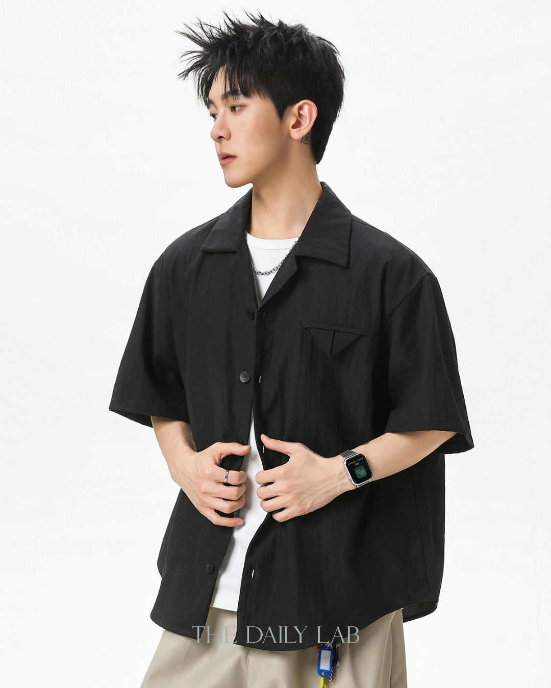 Zen Texture Camp Shirt in Black