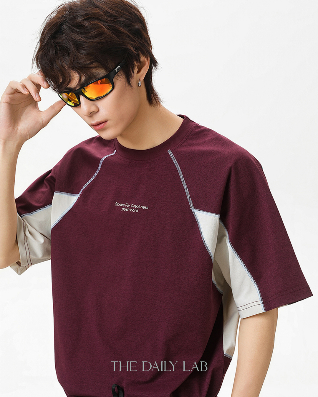 Street Colorblock Print Tee in Red