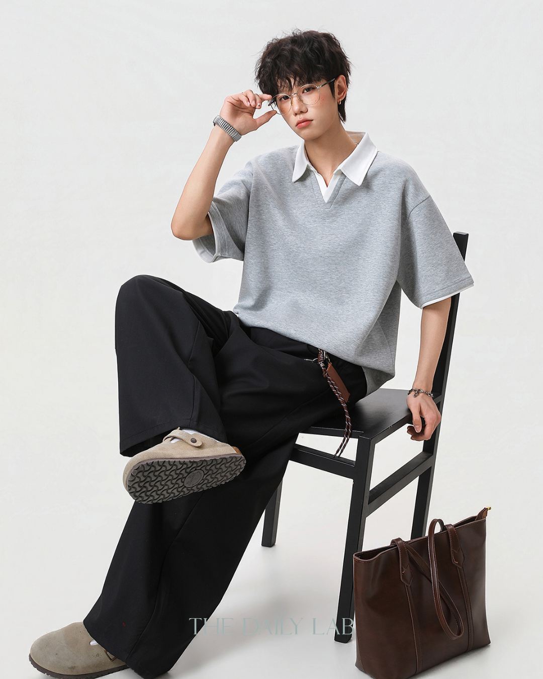 Clean Fit Contrast Polo Shirt in Grey