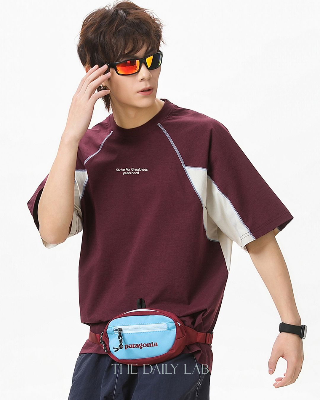 Street Colorblock Print Tee in Red