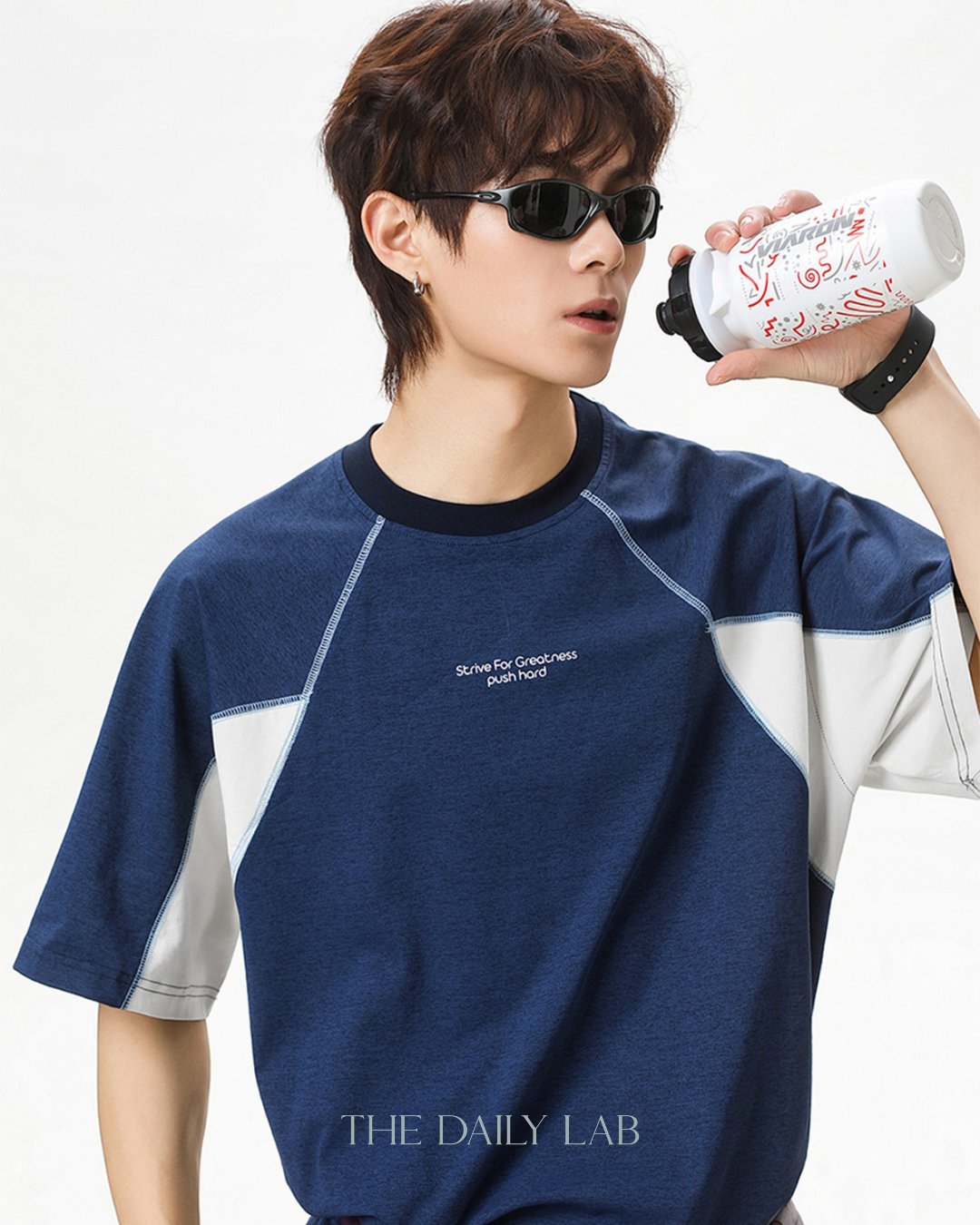 Street Colorblock Print Tee in Blue