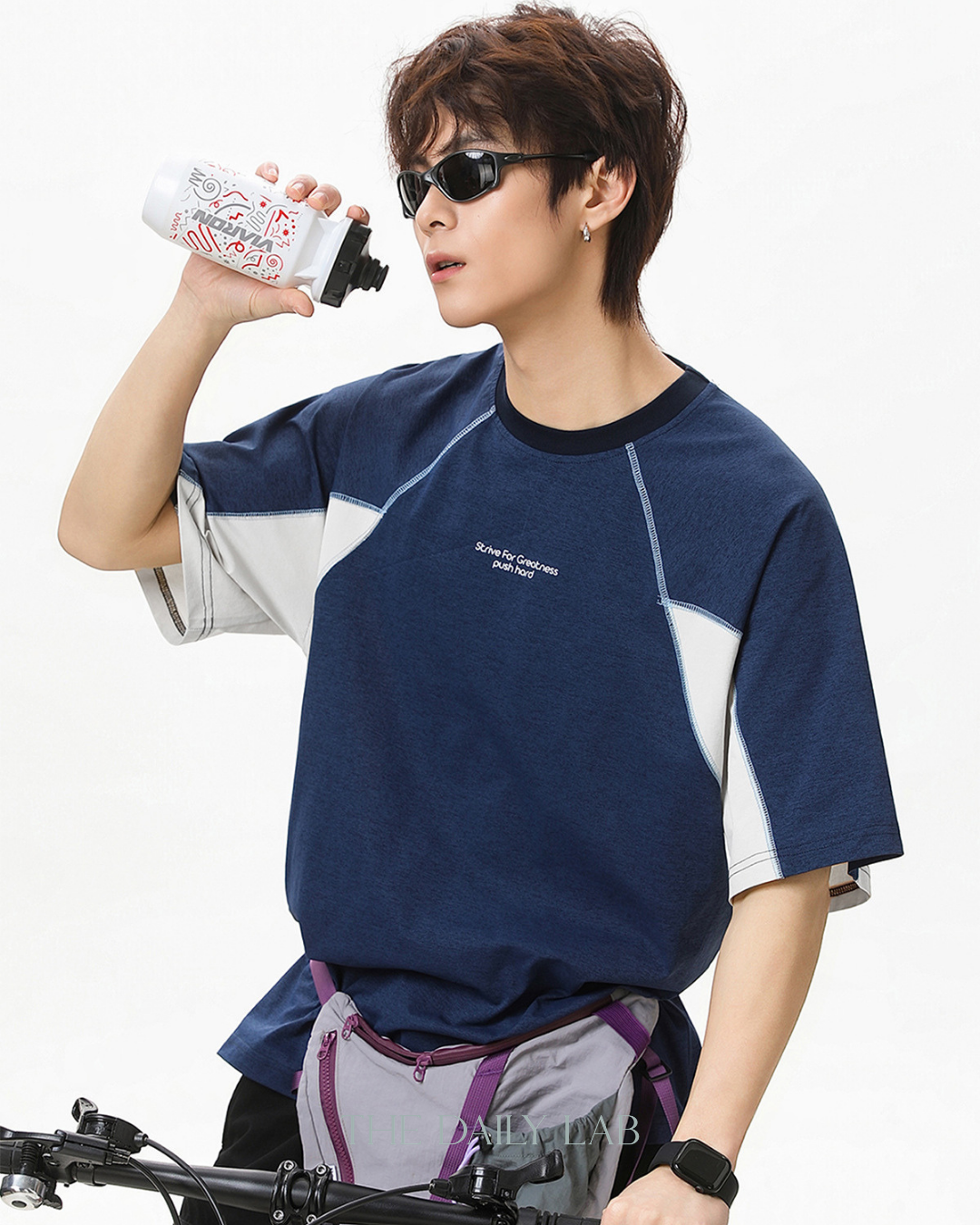 Street Colorblock Print Tee in Blue