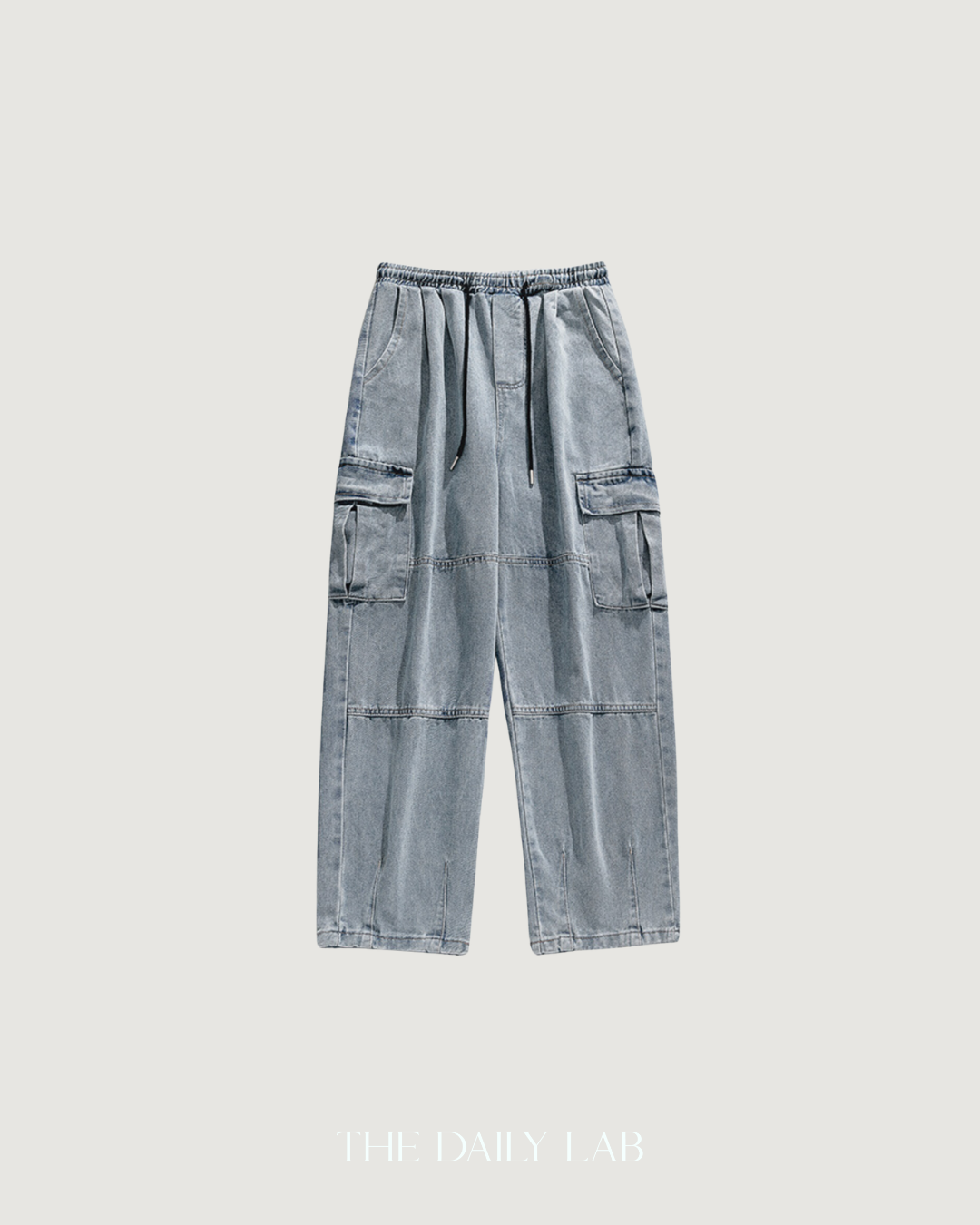 Washed Denim Wide Pocketed Jeans in Blue