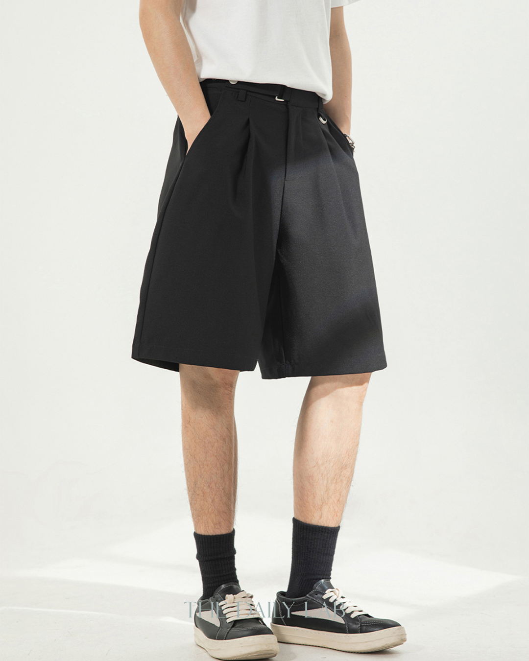 Drape Tailor Shorts in Black