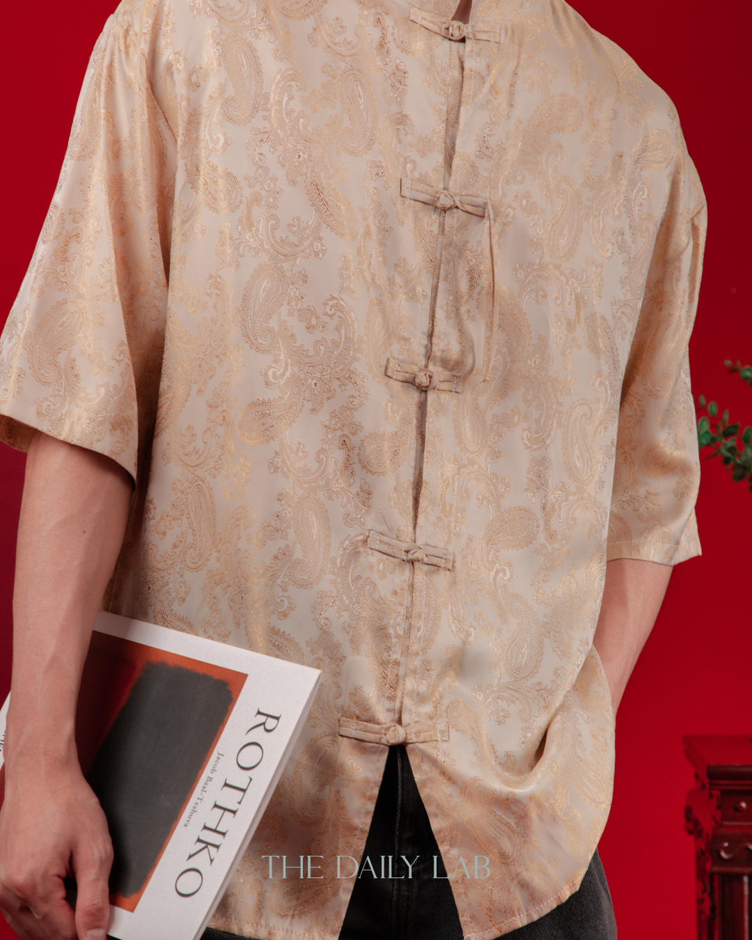Chinese Style Phoenix Jacquard Shirt in Yellow