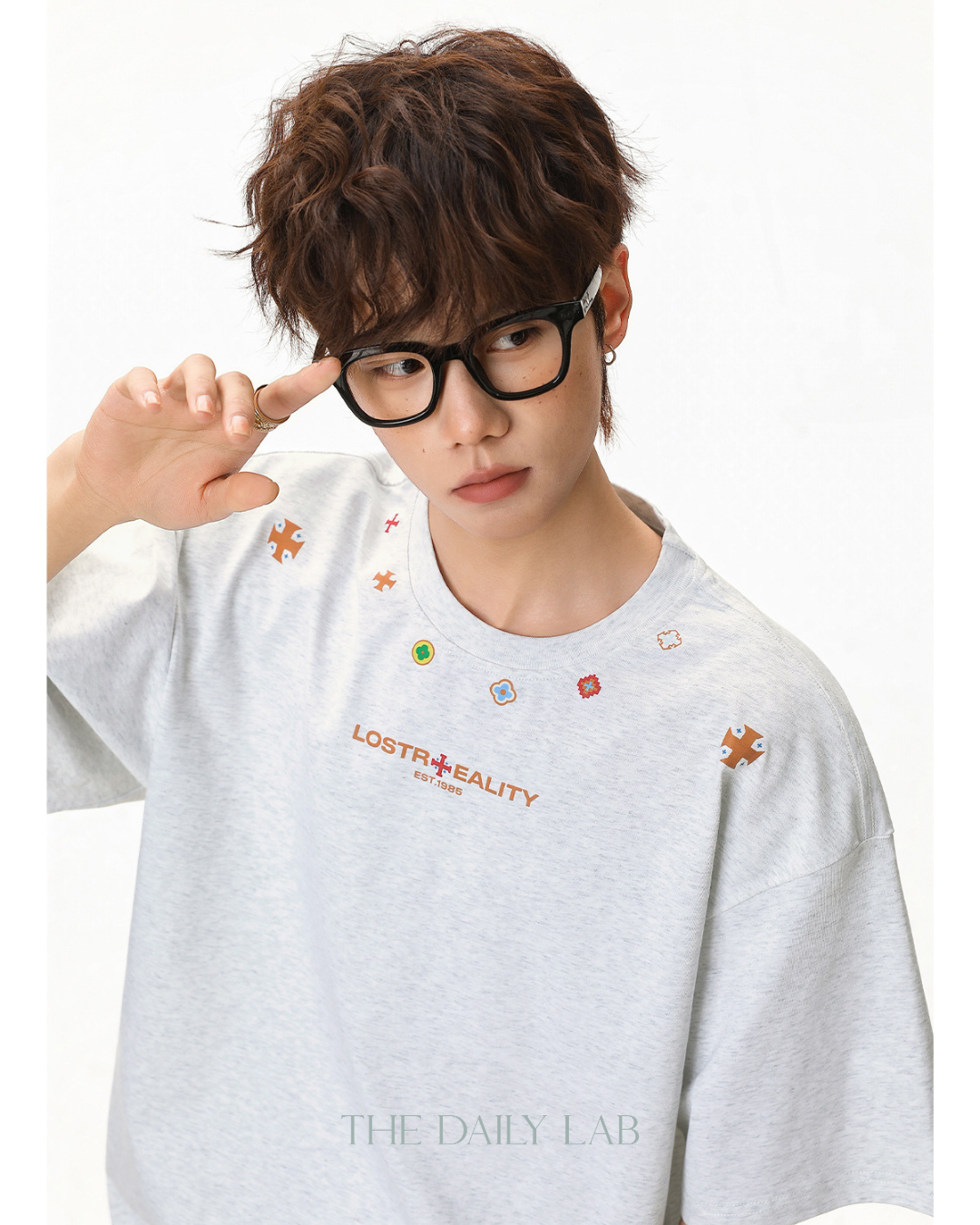 Lost Reality Oversized Tee in Light Grey