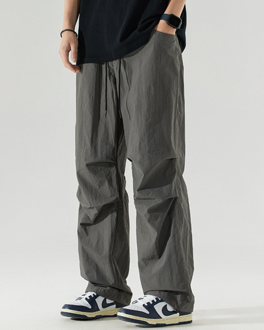 Nylon Pocketed Cargo Pants in Grey